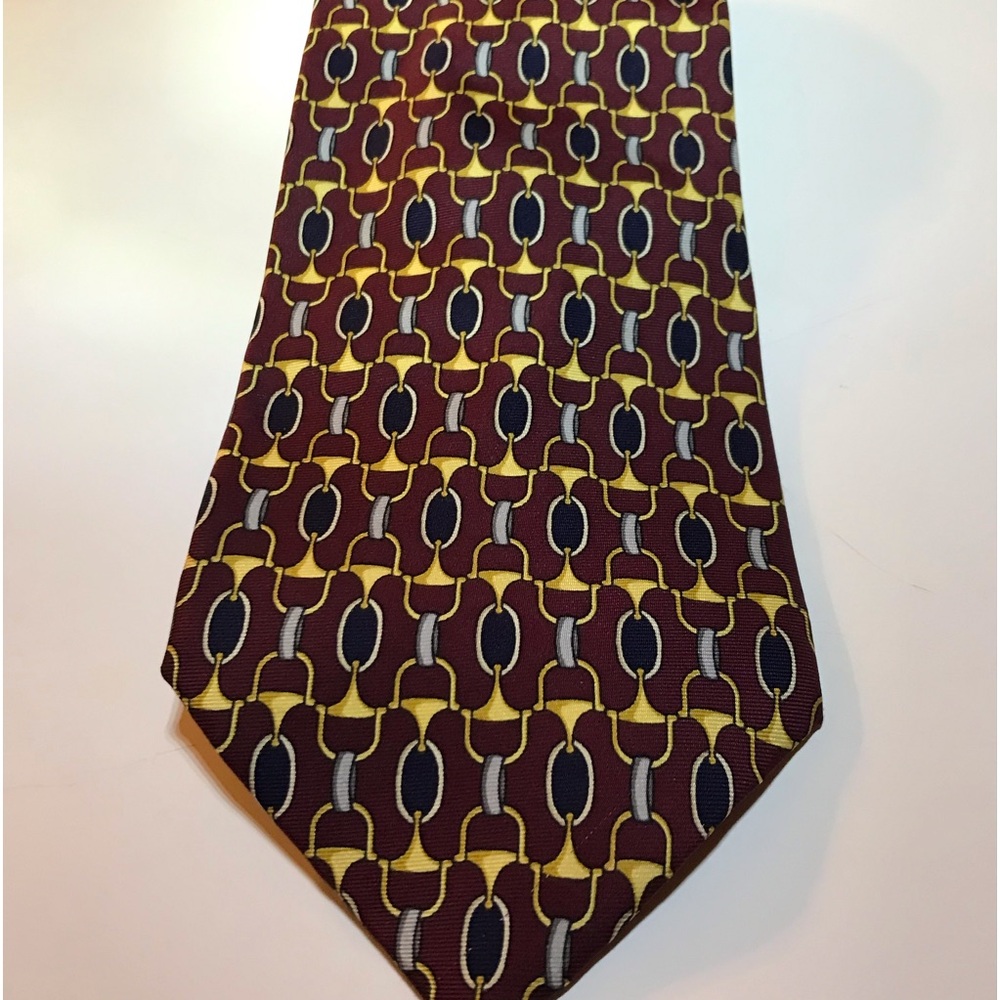 Vintage Paolo Gucci Burgundy Horsebit Silk Tie